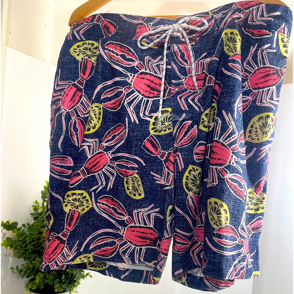Lobster Men’s Swim Trunks Preppy Bathing Suit Blue Beach Swim Pool Size XXL